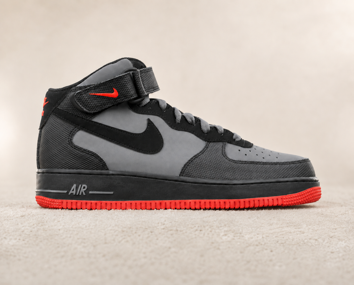 NIKE AIR FORCE 1 MID CINZA / PRETO / VERMELHO