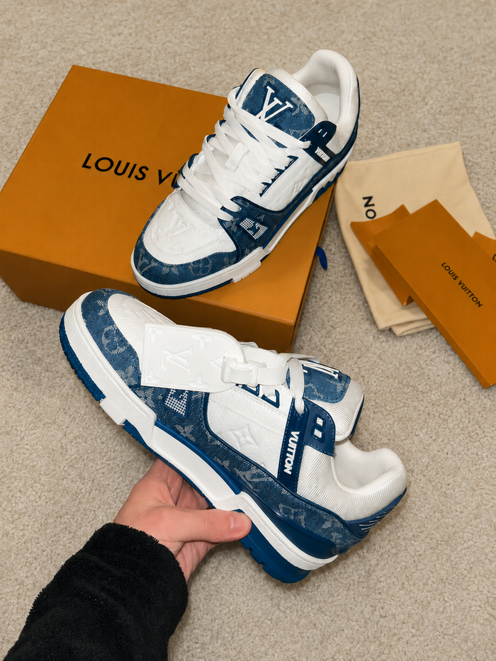 LOUIS VUITTON LV TRAINER AZUL / BRANCO