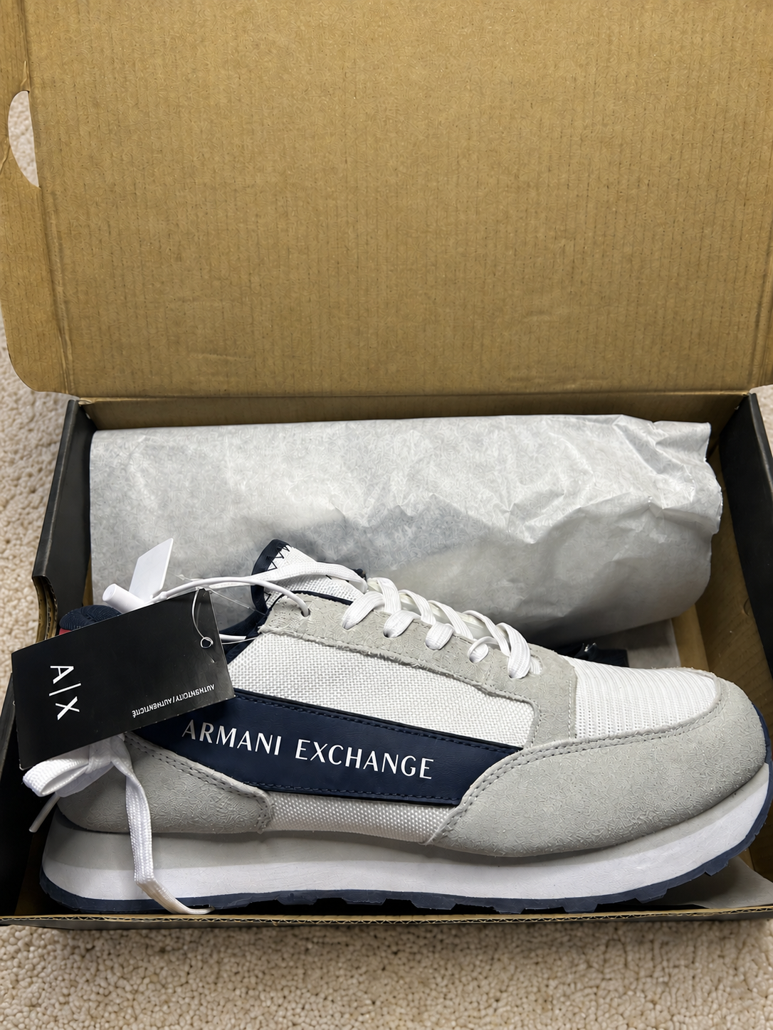 ARMANI EXCHANGE RUNNER BRANCO / AZUL / VERMELHO